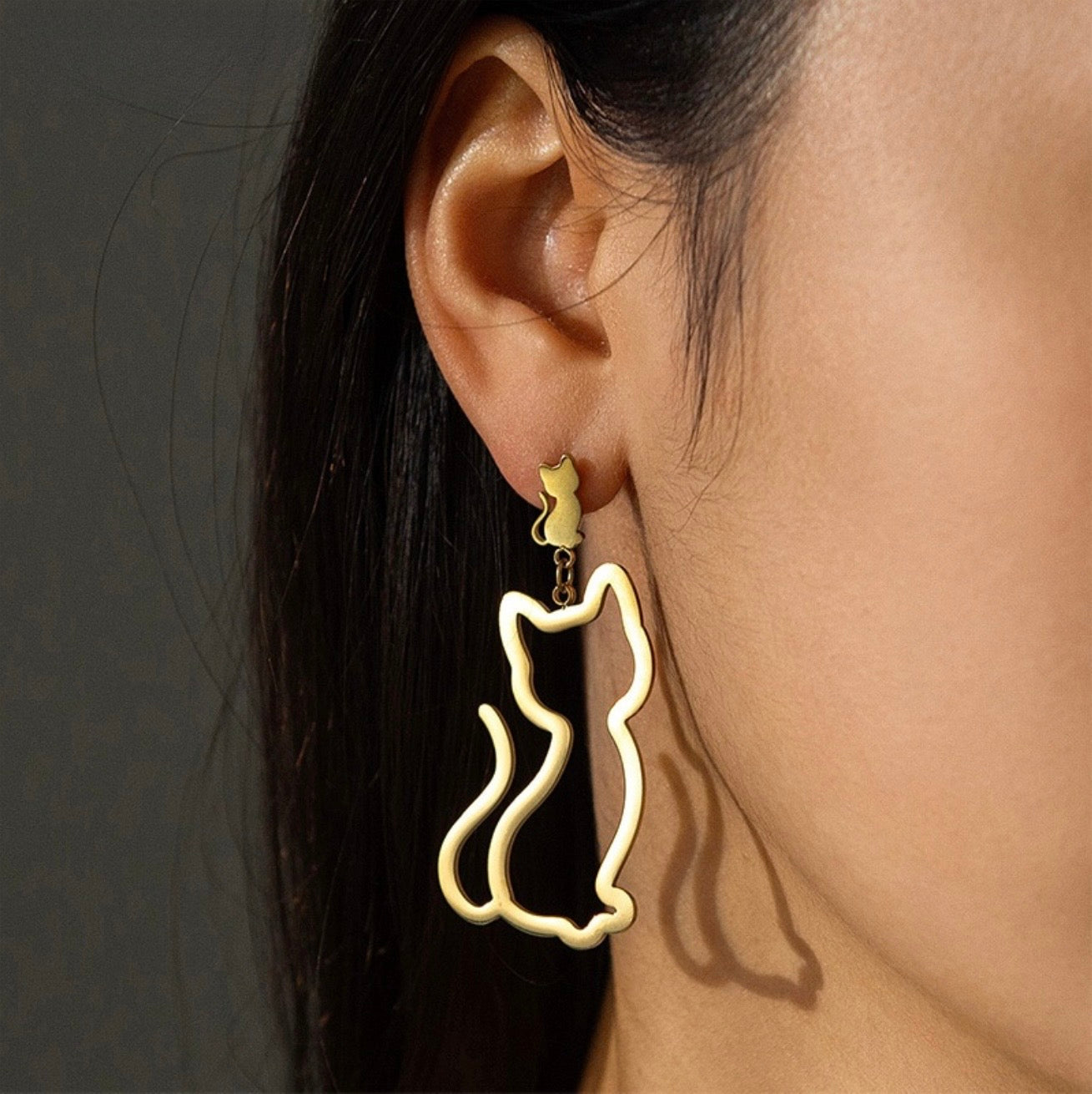 Earrings with Feline Flair