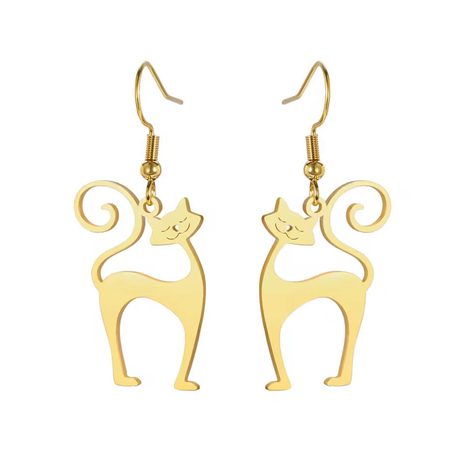 Atomic Cat Stainless Earrings