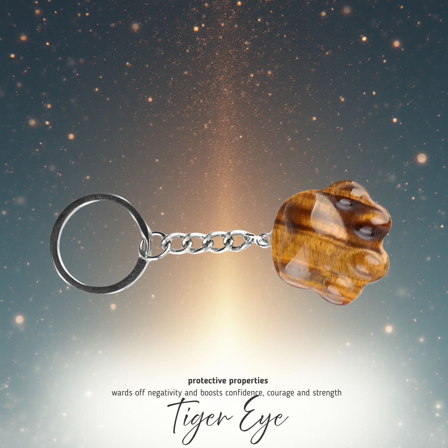 Cat Paw Natural Stone Keychain