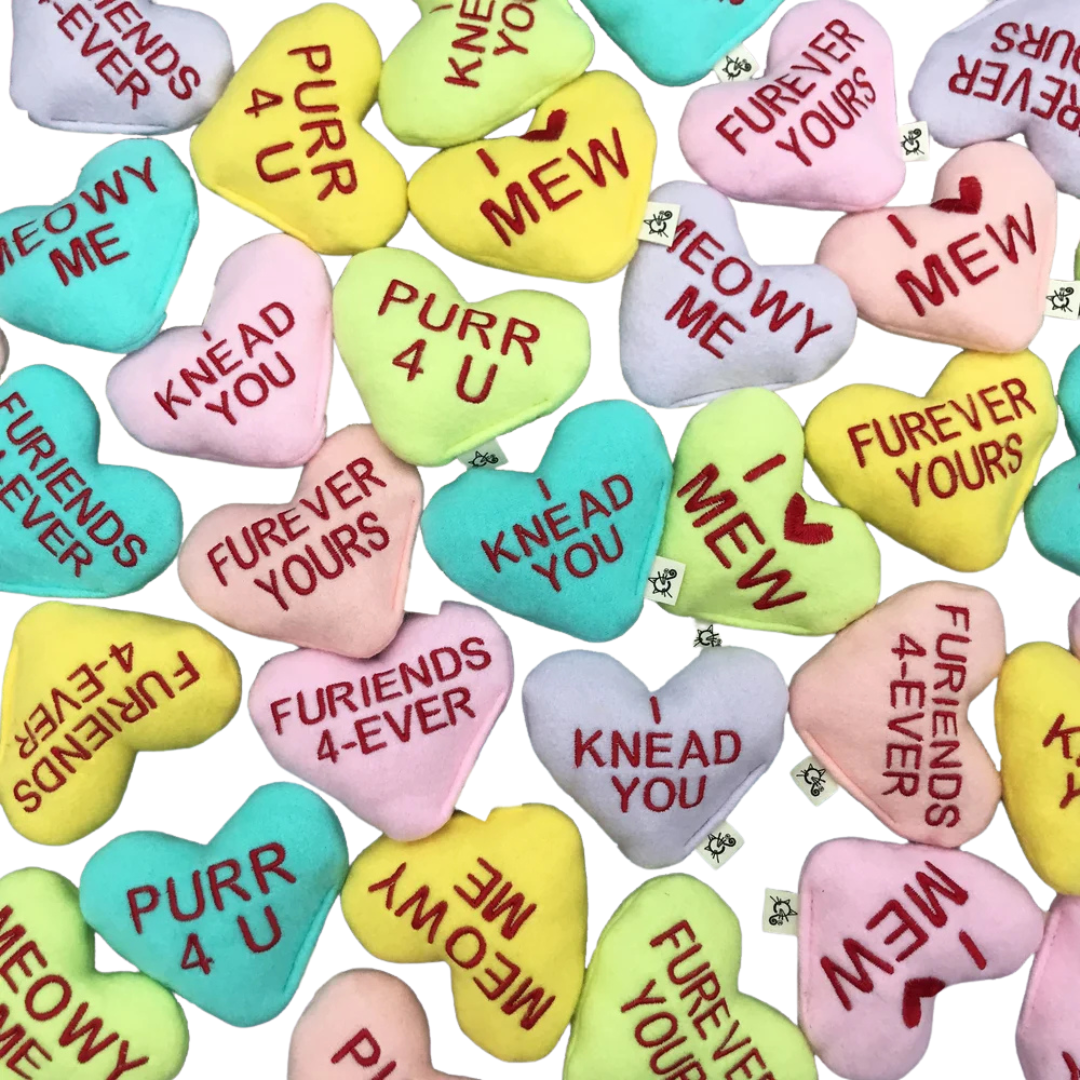 Conversation Heart Cat Toy