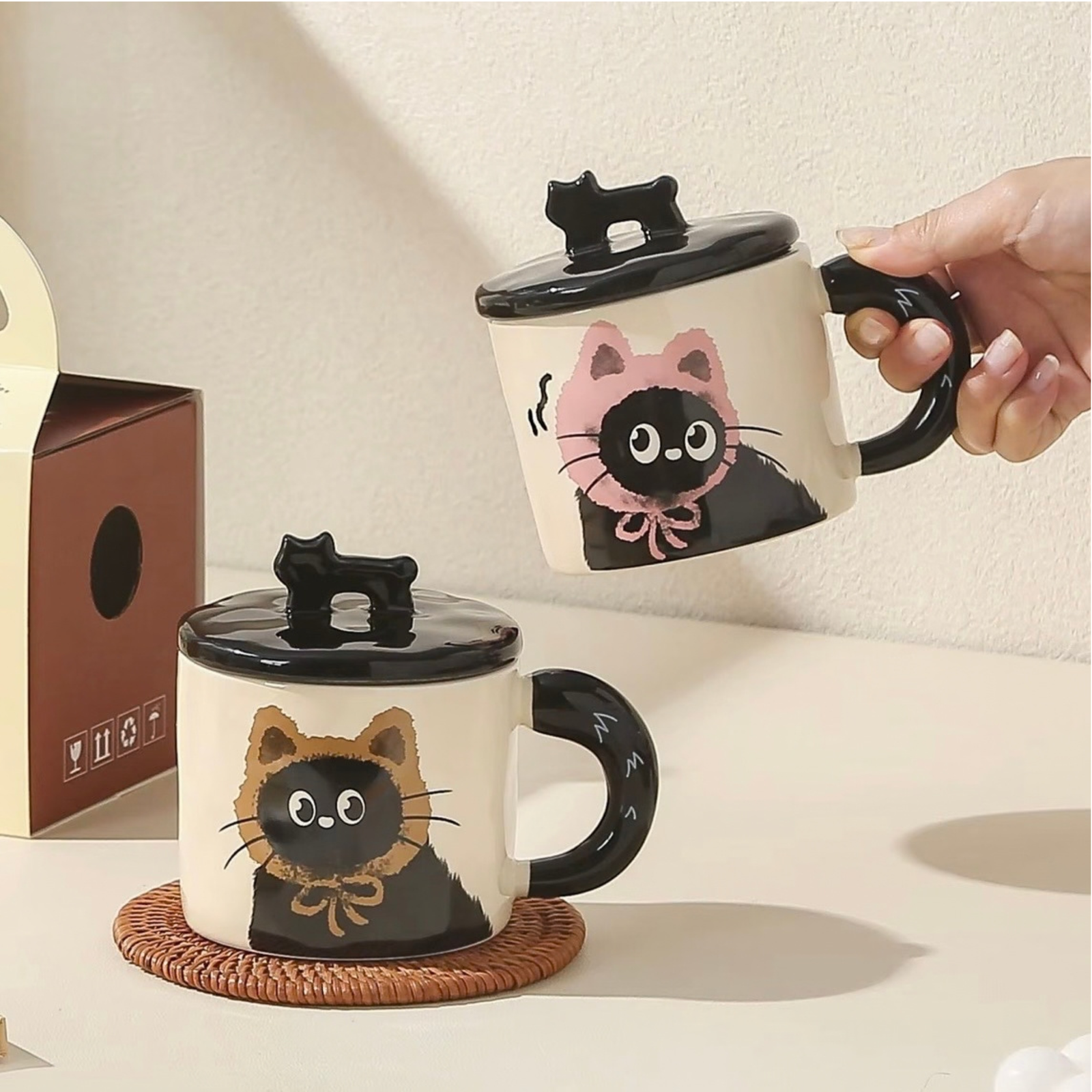 Black Cat Wearing Hats | Ceramic Mug