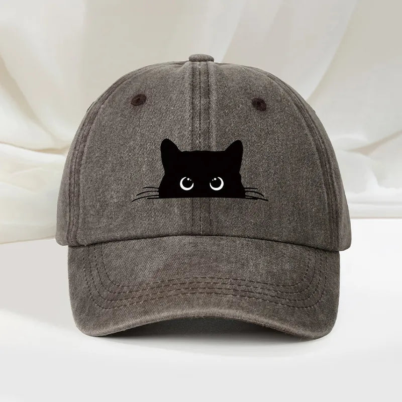 Embroidered Black Cat Baseball Cap