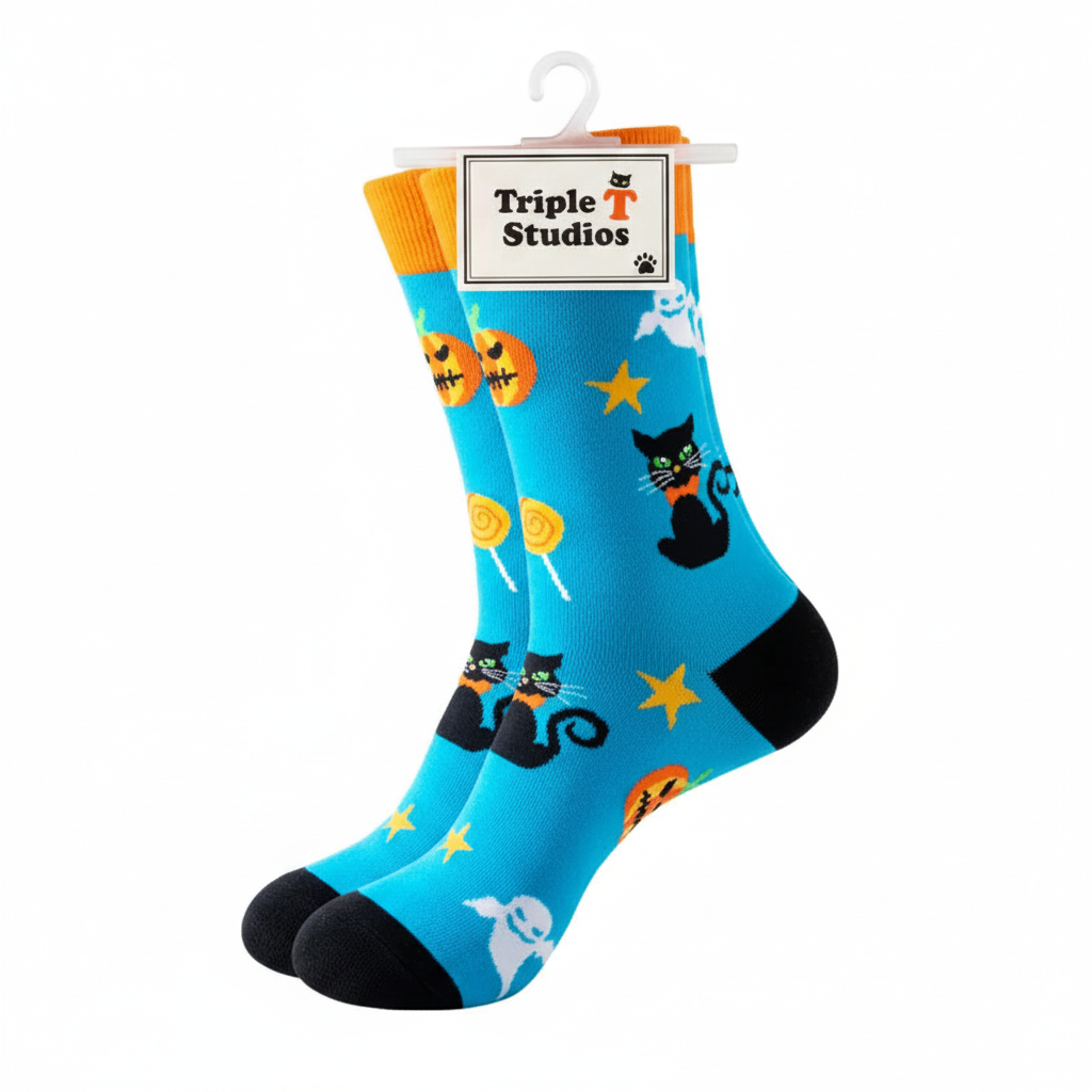 Halloween Candy Black Cat Socks