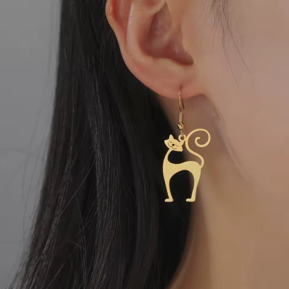 Atomic Cat Stainless Earrings