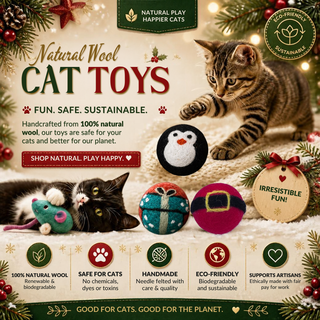 Holiday Wool Cat Toys | Set of 4