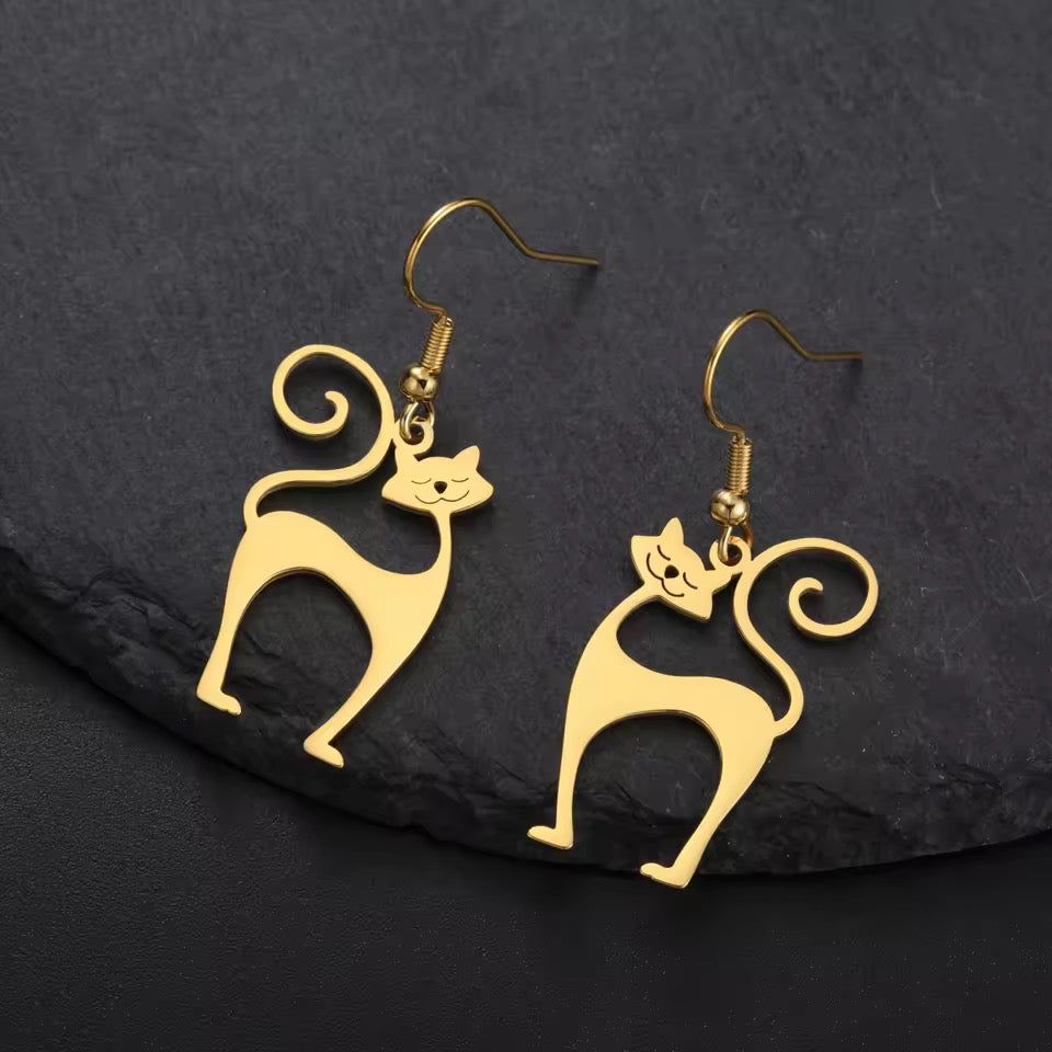 Atomic Cat Stainless Earrings