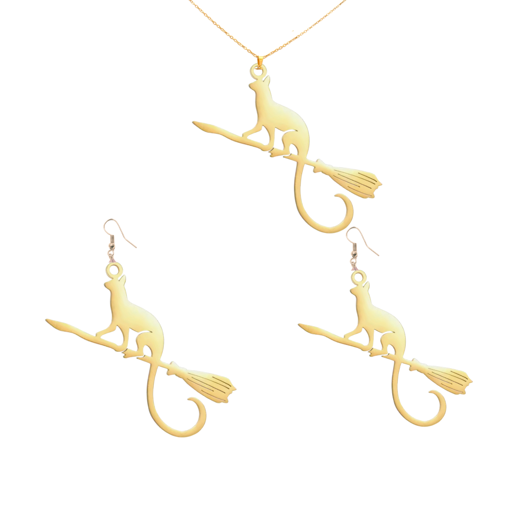 Cat Riding Broomstick 3-pc GIFT SET