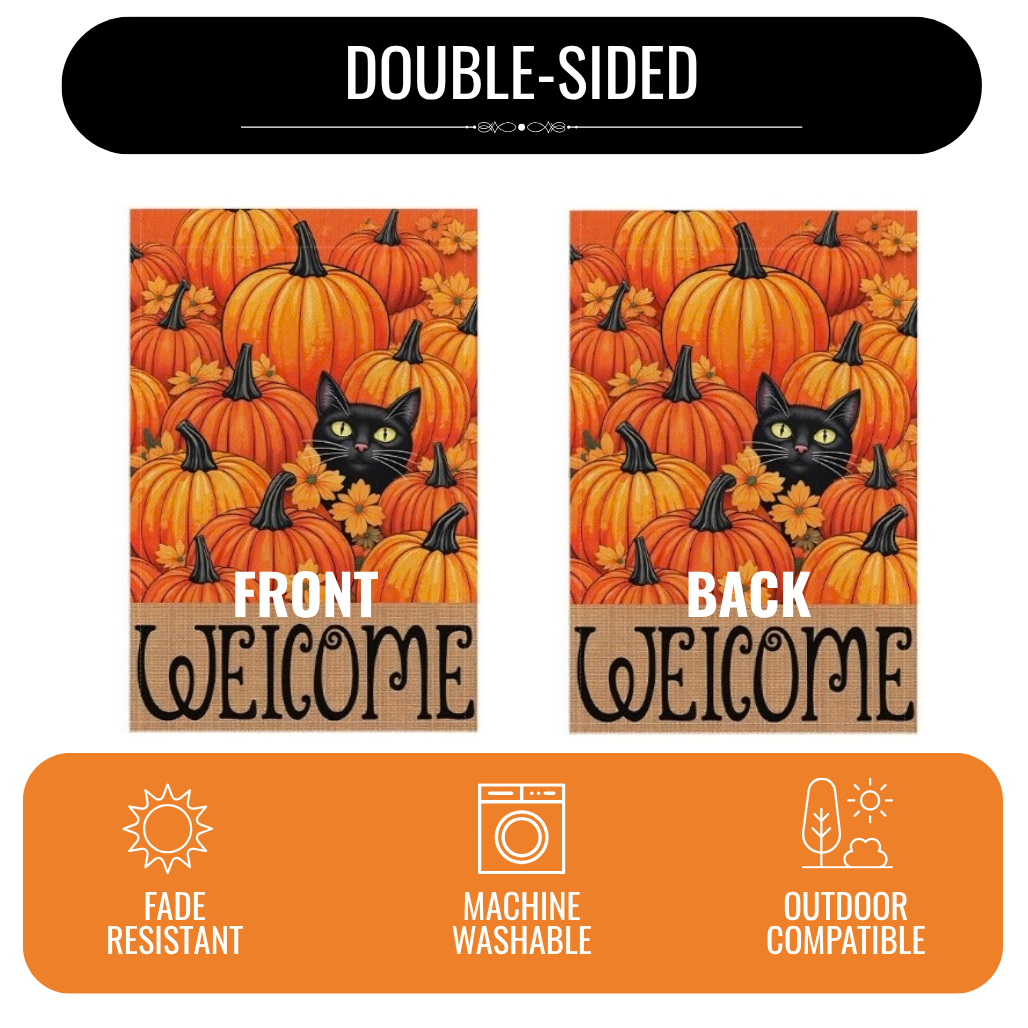 Pumpkin Cat Garden Flag