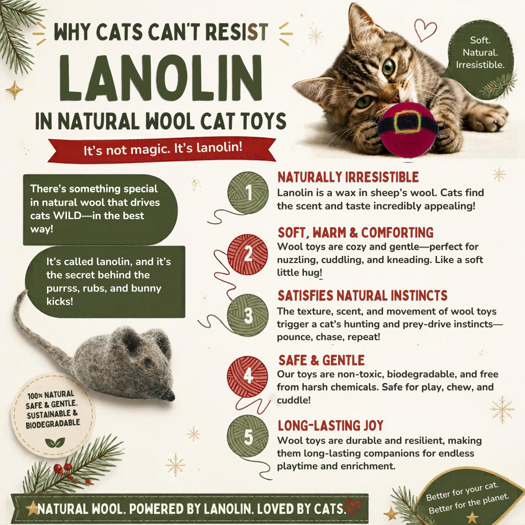 Holiday Wool Cat Toys | Set of 4