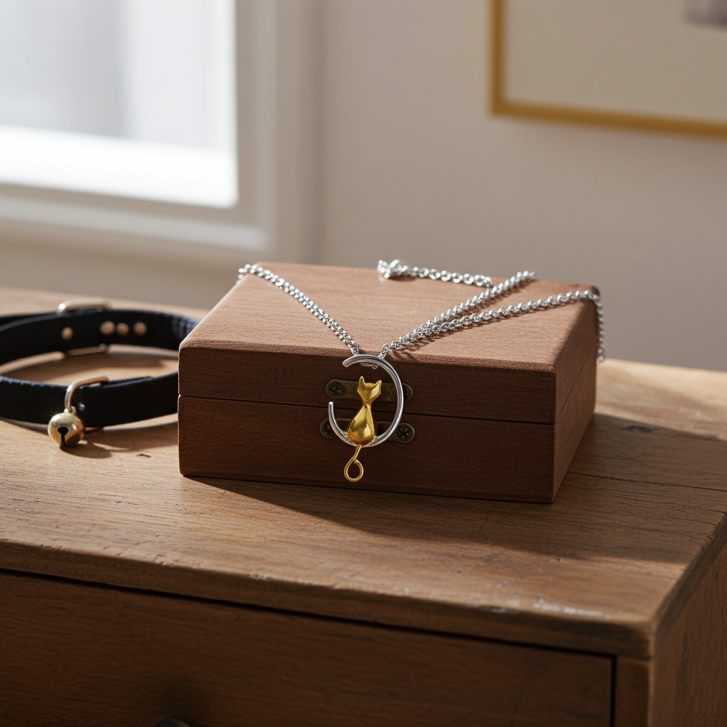 Cat Crescent Moon Memory Keepsake