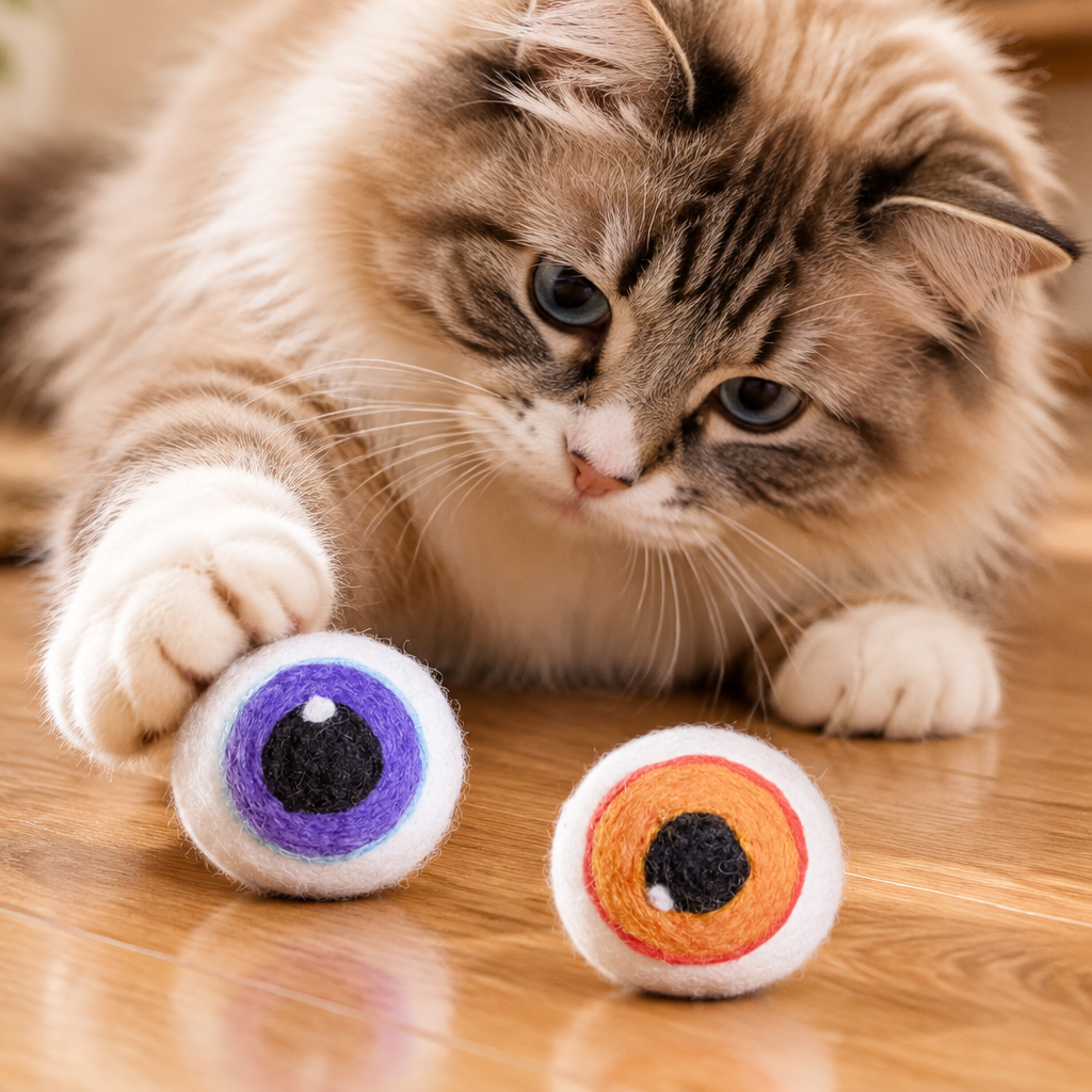 Eyeball Wool Cat Toys