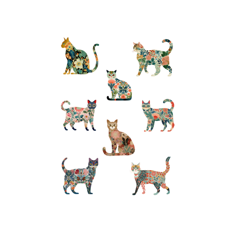 8 vinyl decals | Art Nouveau Cats