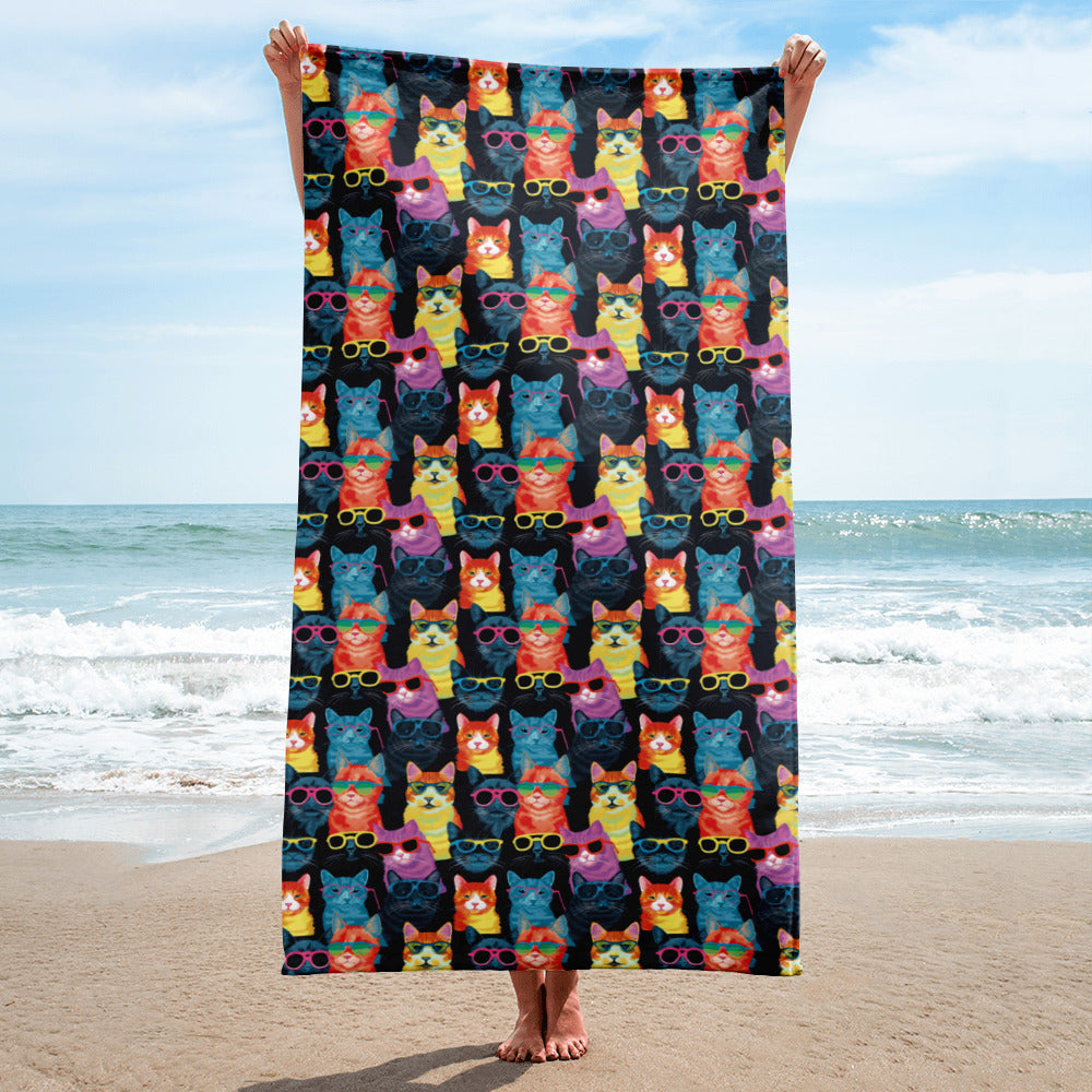 Beach Towel | Cats in Glasses