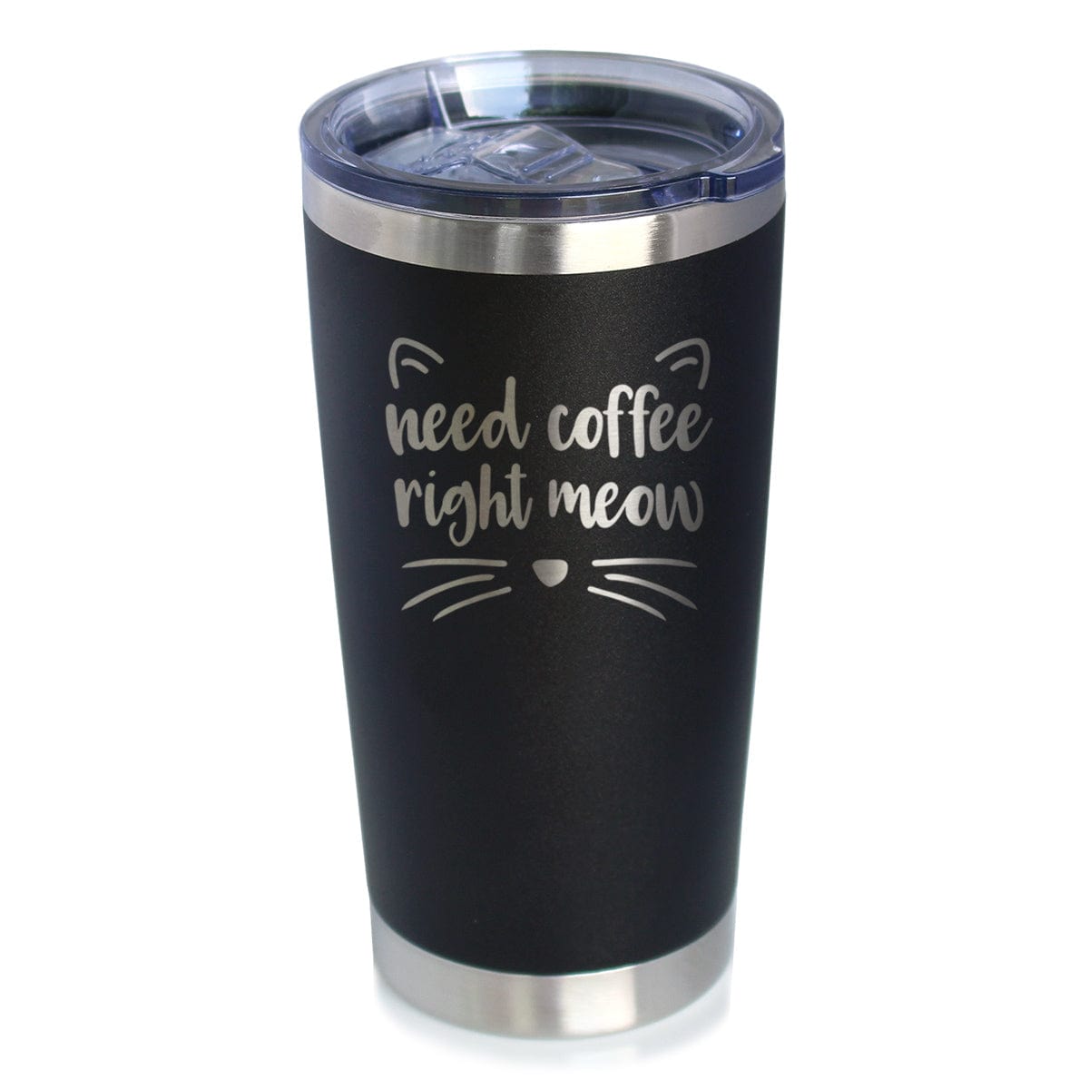 Need Coffee Right Meow - Insulated Cat Themed Coffee Tumbler Cup with Sliding Lid