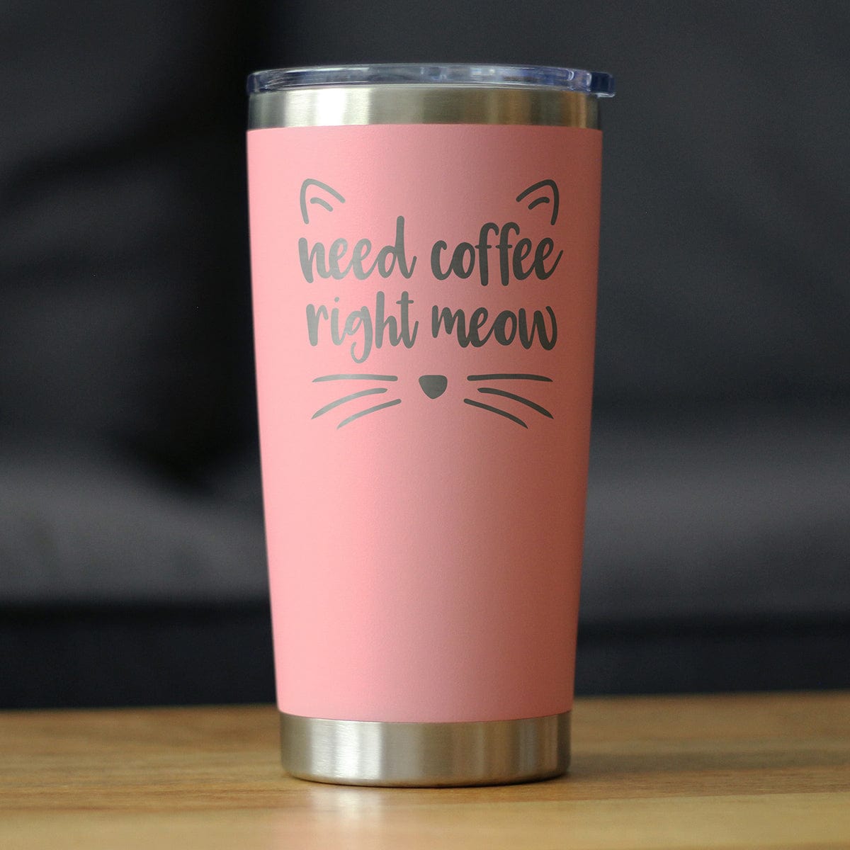 Need Coffee Right Meow - Insulated Cat Themed Coffee Tumbler Cup with Sliding Lid