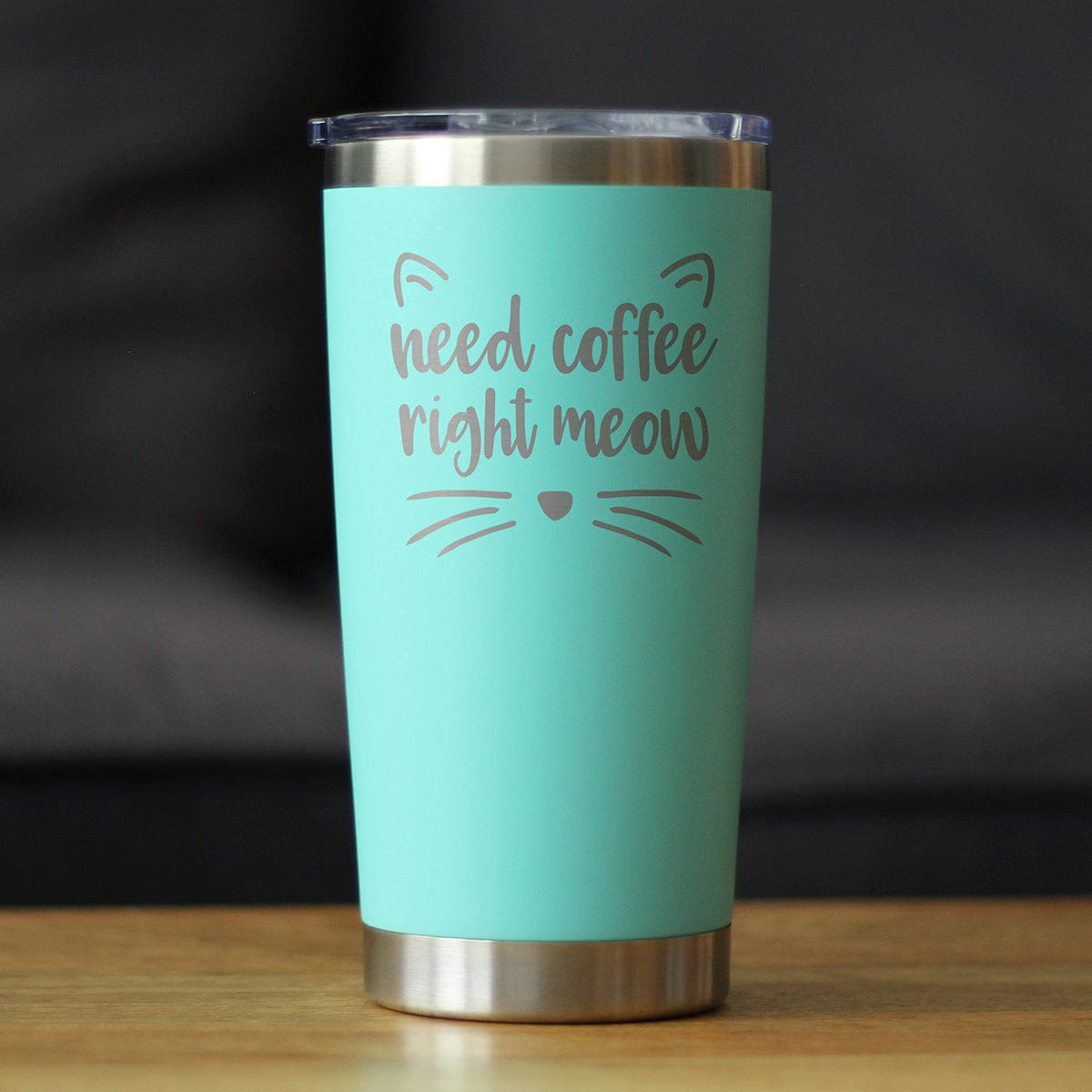 Need Coffee Right Meow - Insulated Cat Themed Coffee Tumbler Cup with Sliding Lid