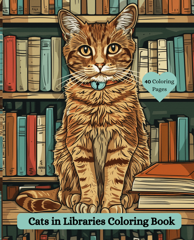 Cats in Libraries Coloring Book