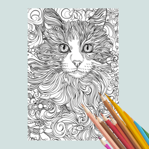 Relaxing Cat Pattern coloring