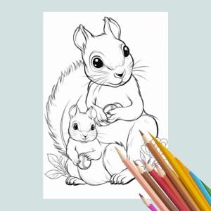 Squirrel Coloring Page Sample from Squirrel Coloring book for Squirrel Lovers