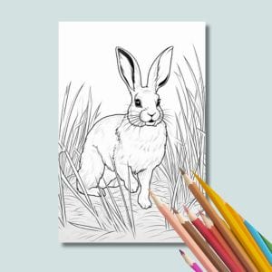 Wild Rabbit Coloring Page for Adults