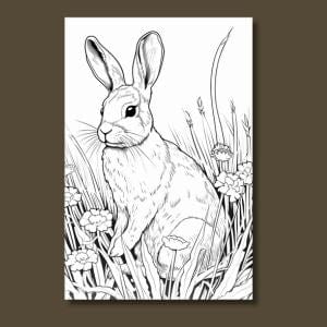 Wild Rabbit Coloring Page Sample