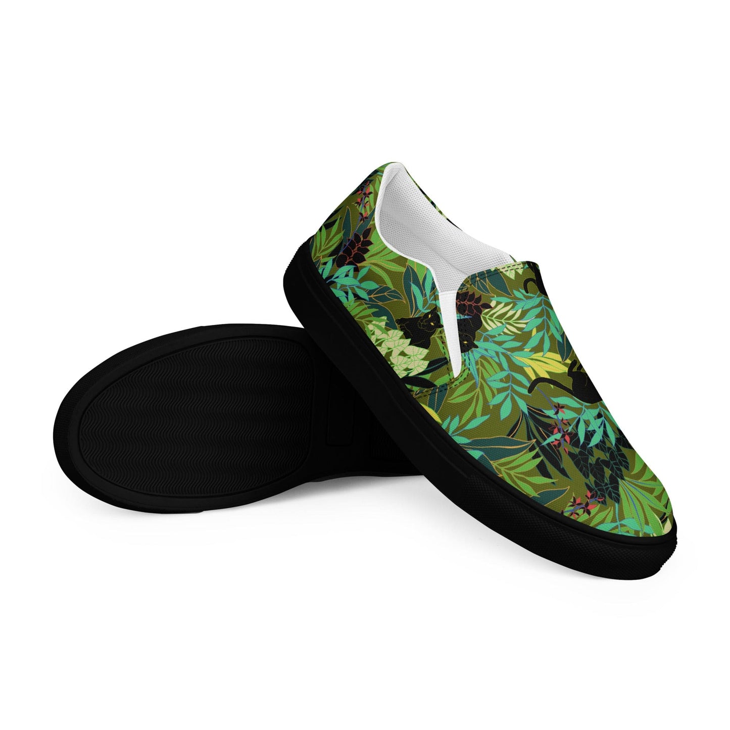 Cat-Themed Slip-On Canvas Shoes | Jungle Panther Design. Bottom