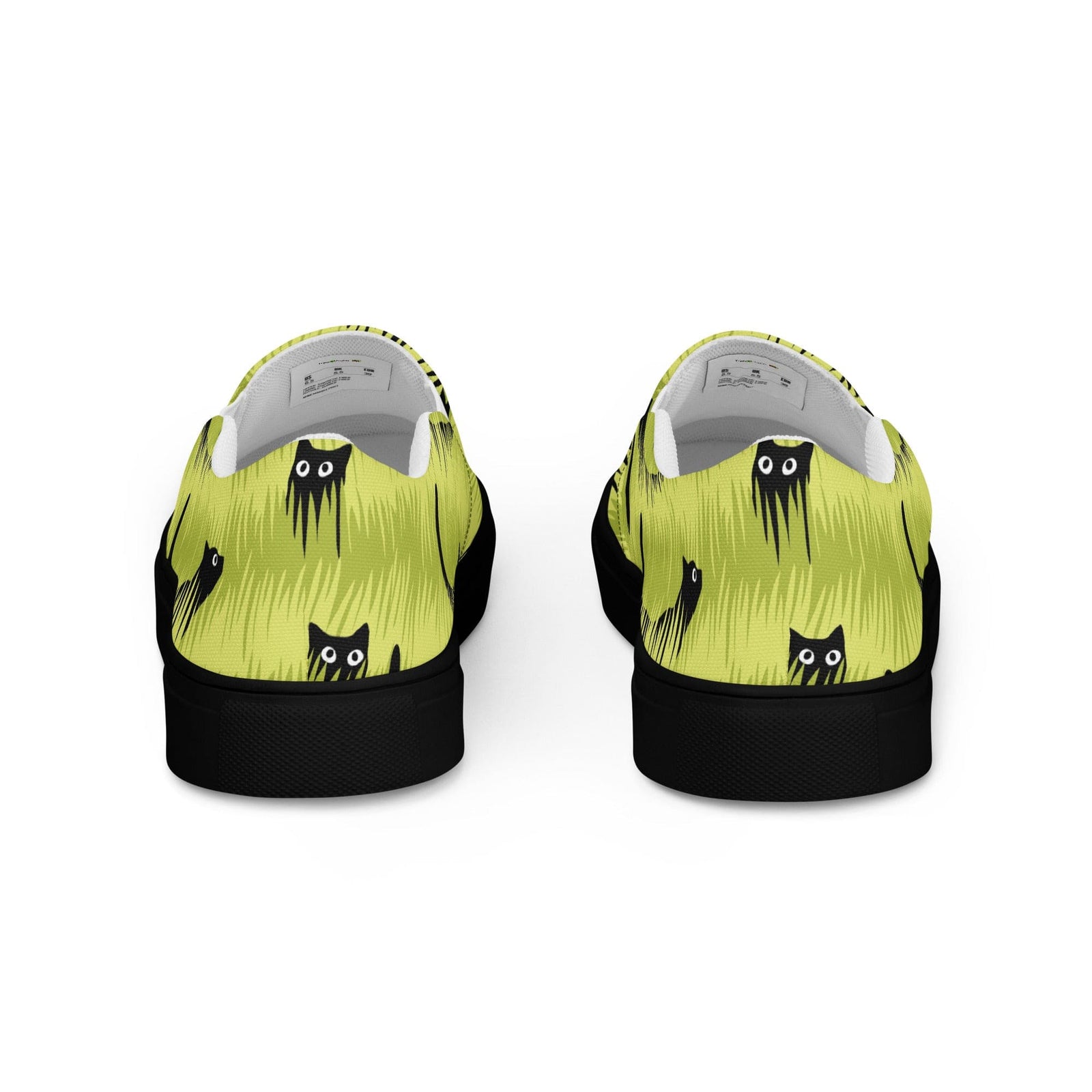 Cat-Themed Canvas Shoes | Curious Black Cat Design. Back