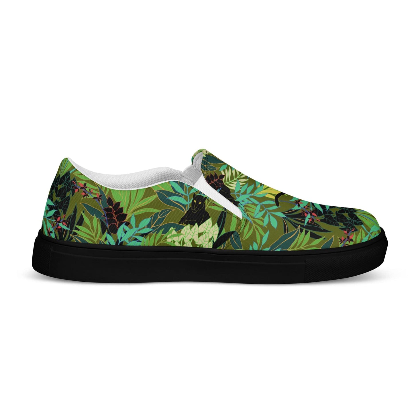 Cat-Themed Slip-On Canvas Shoes | Jungle Panther Design Side View