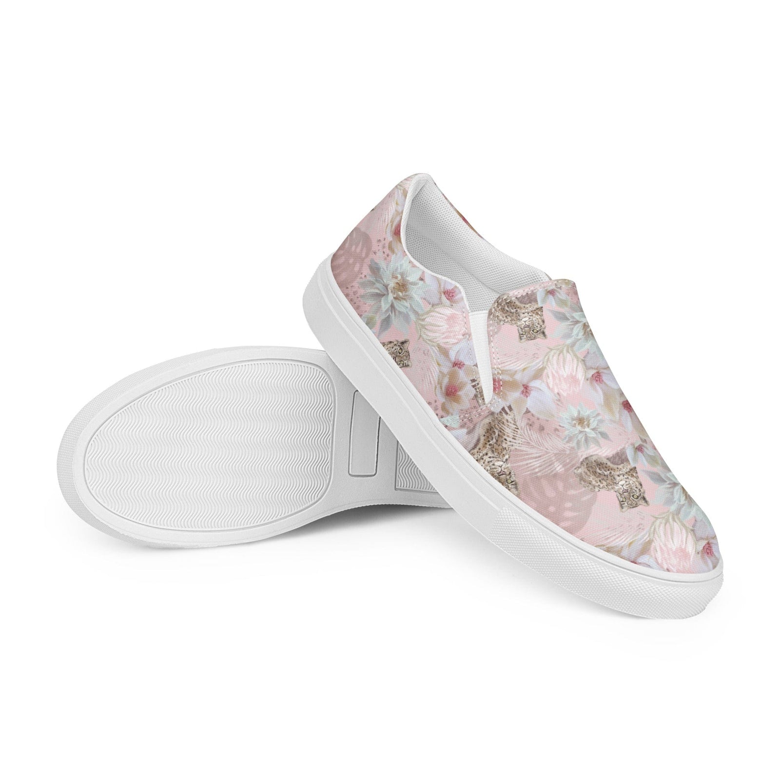 Cat-Themed Slip-On Canvas Shoes | Leopard & Lotus. sole