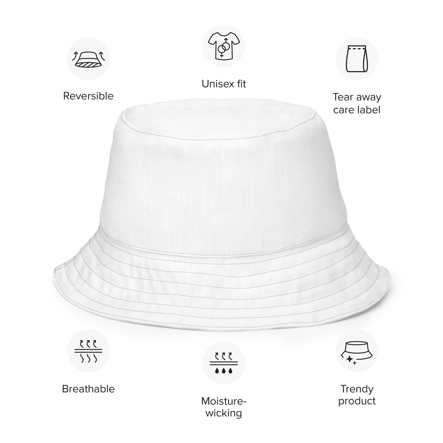 Black Cat Damask Reversible Bucket Hat. Description