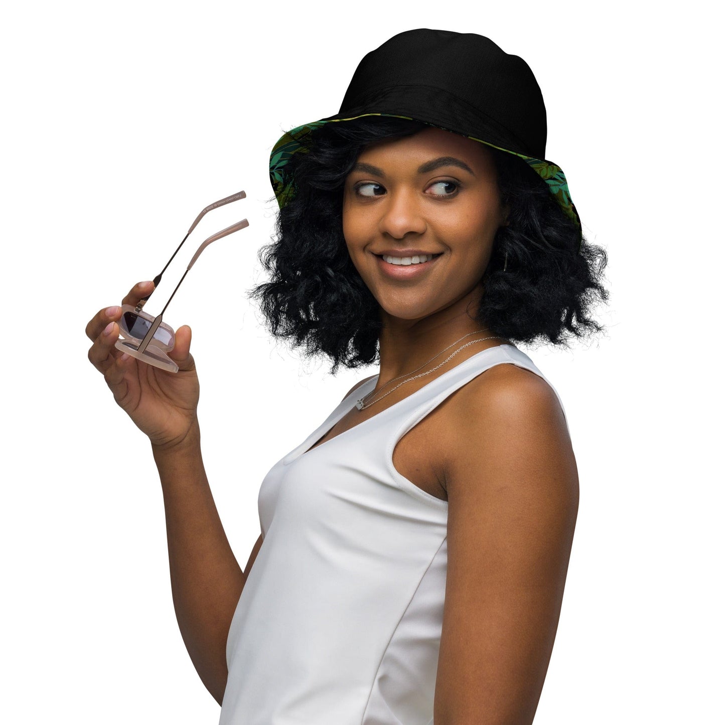 Cat Themed Reversible Bucket Hat. |
Black Side of Jungle Panther Print