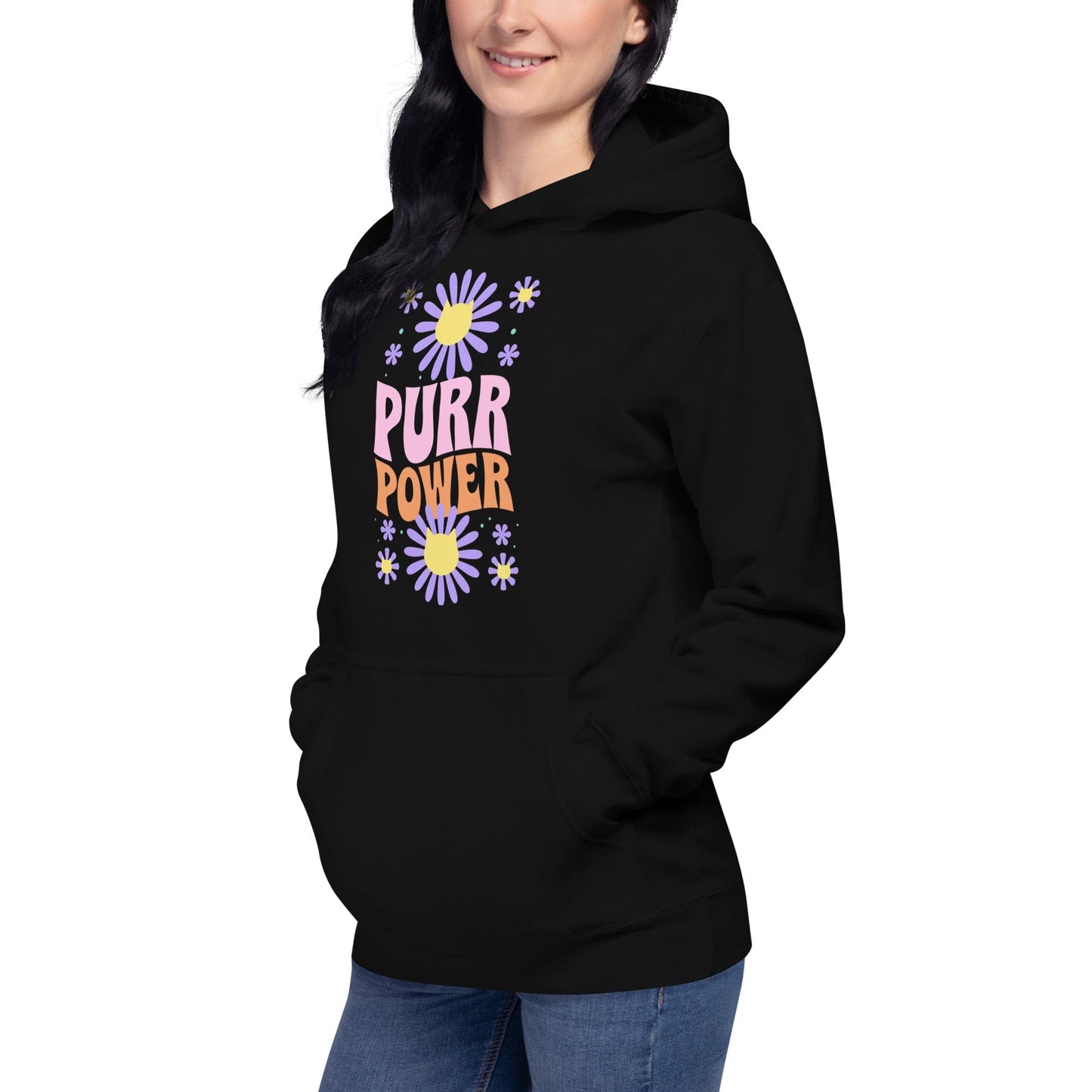 Cat-Themed Hoodie | Purr Power on model