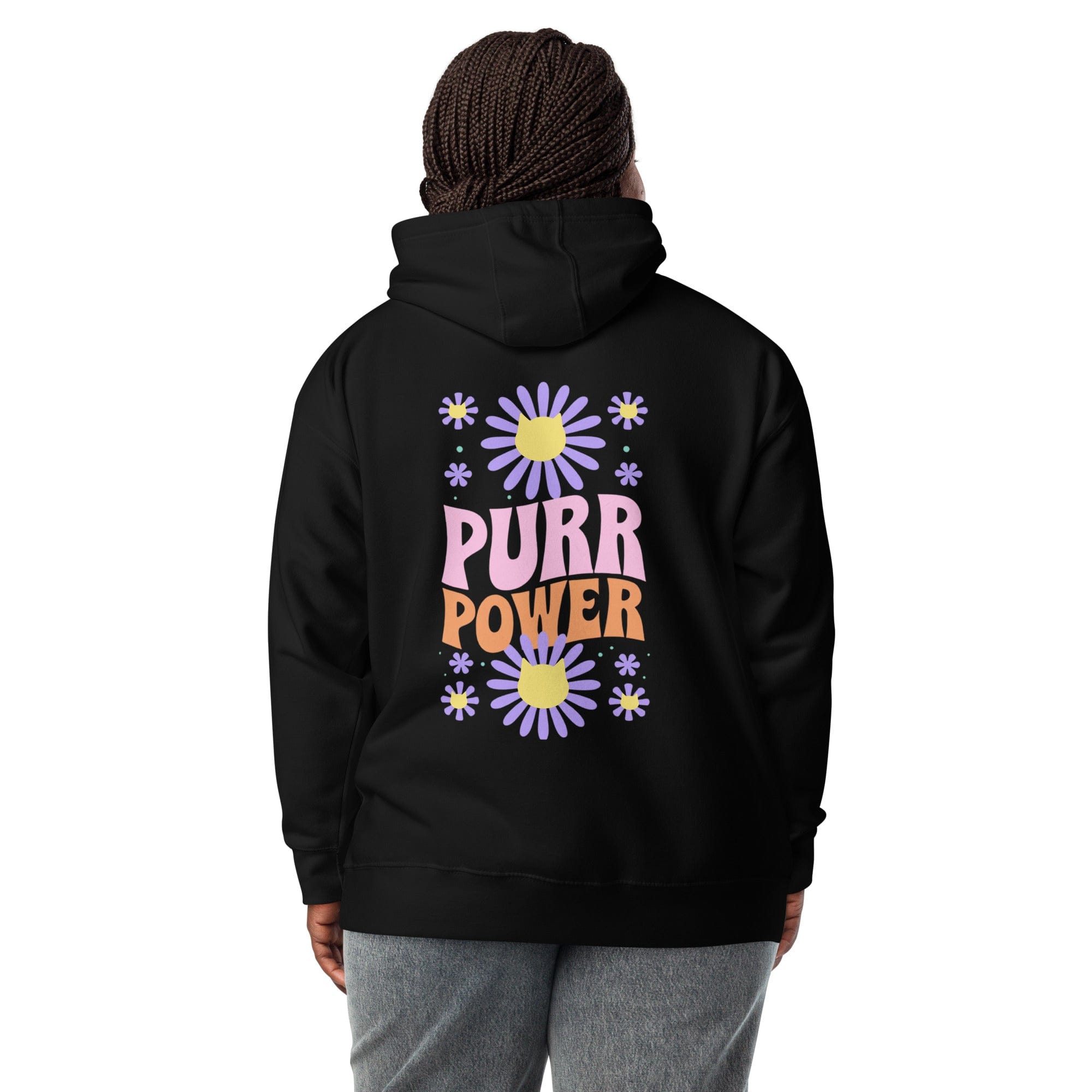 Cat-Themed Hoodie | Purr Power Back on model