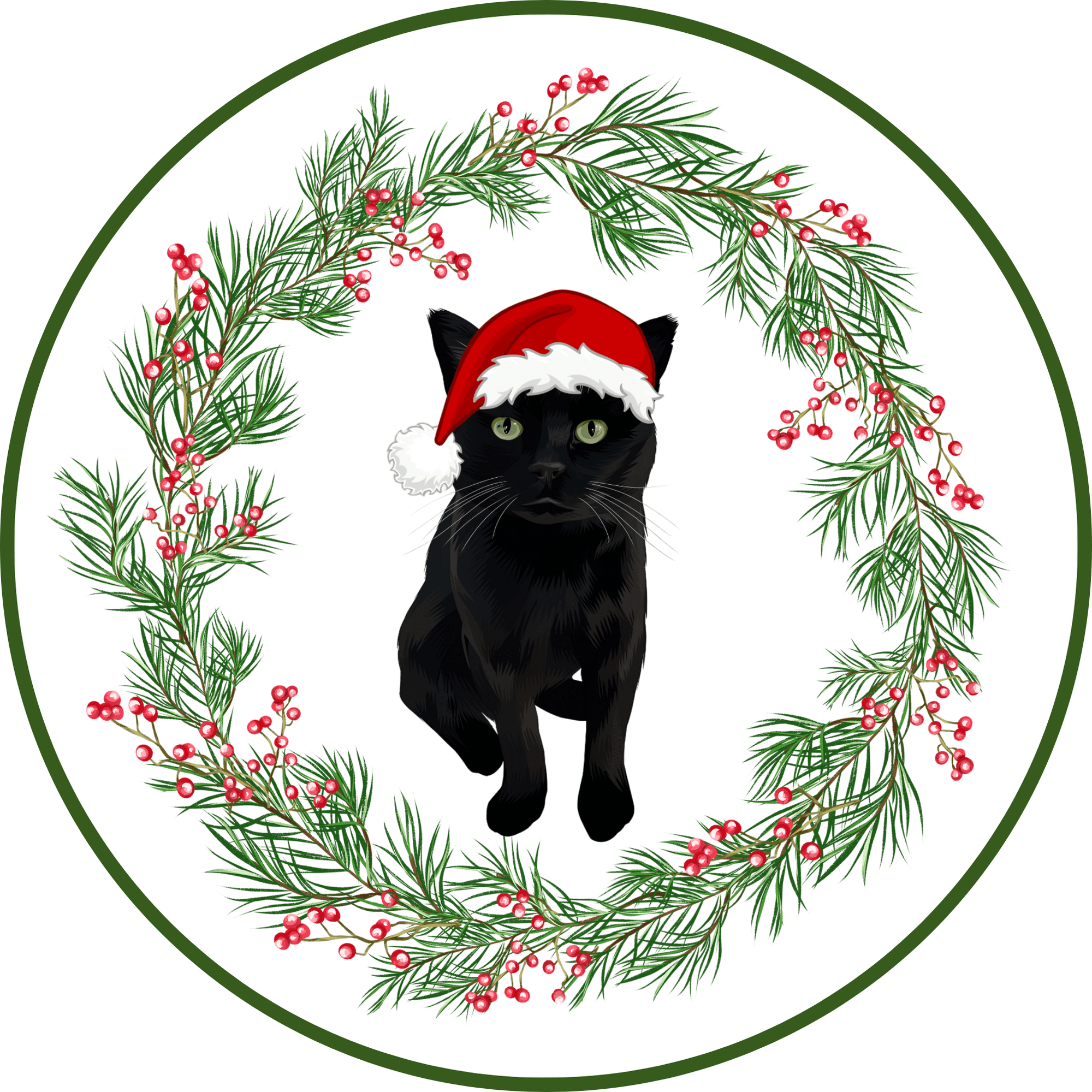 Black Cat Wreath Printable Sticker
