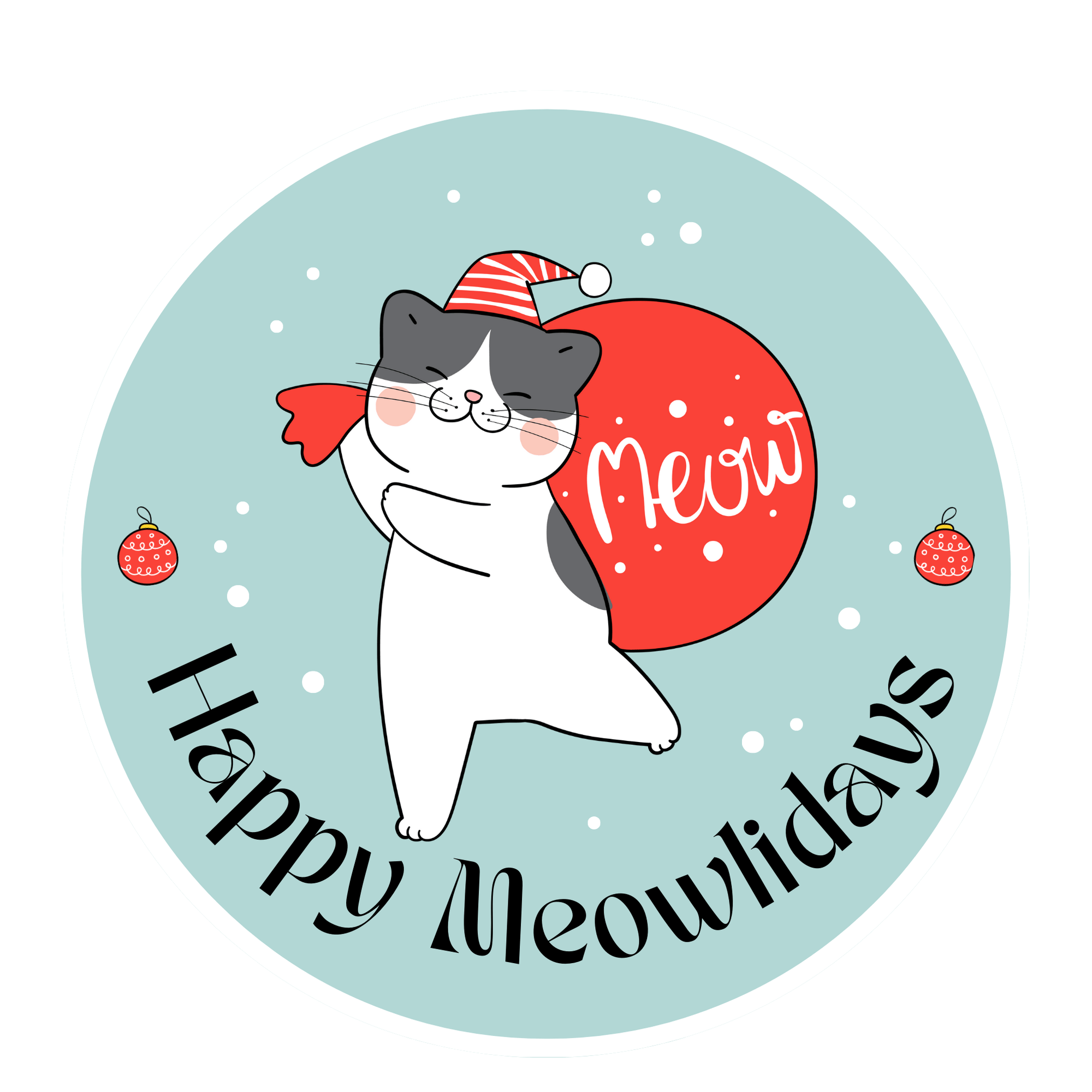 Happy Meowlidays Cat Sticker