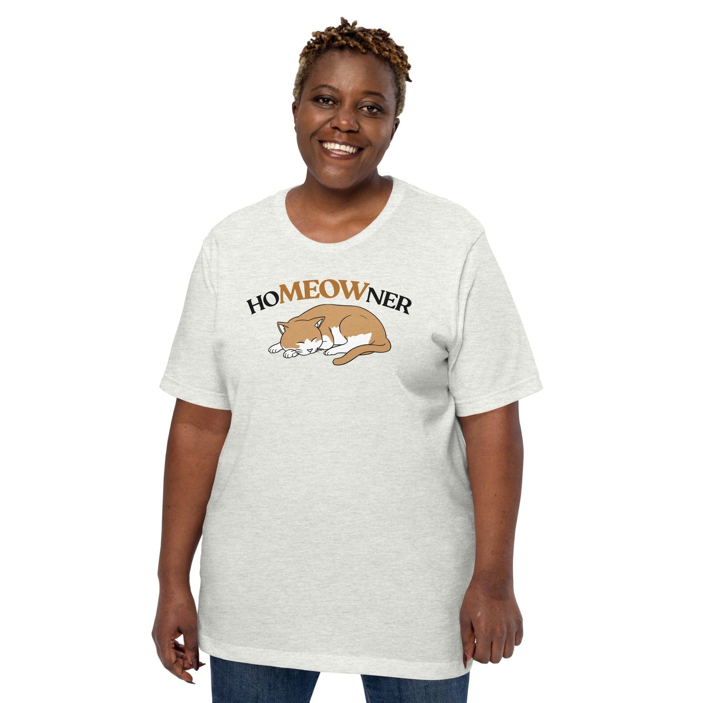 Cat T Shirt HoMEOWner. on Model