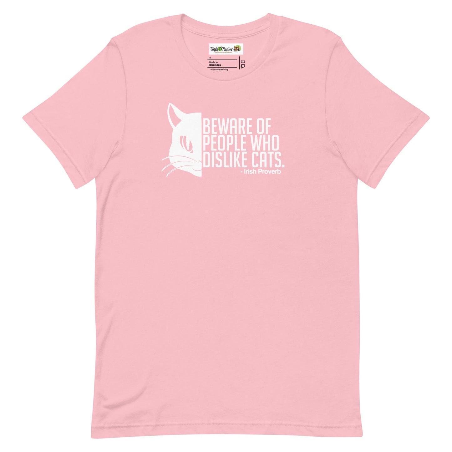 Cat T-Shirt Irish Proverb Pink