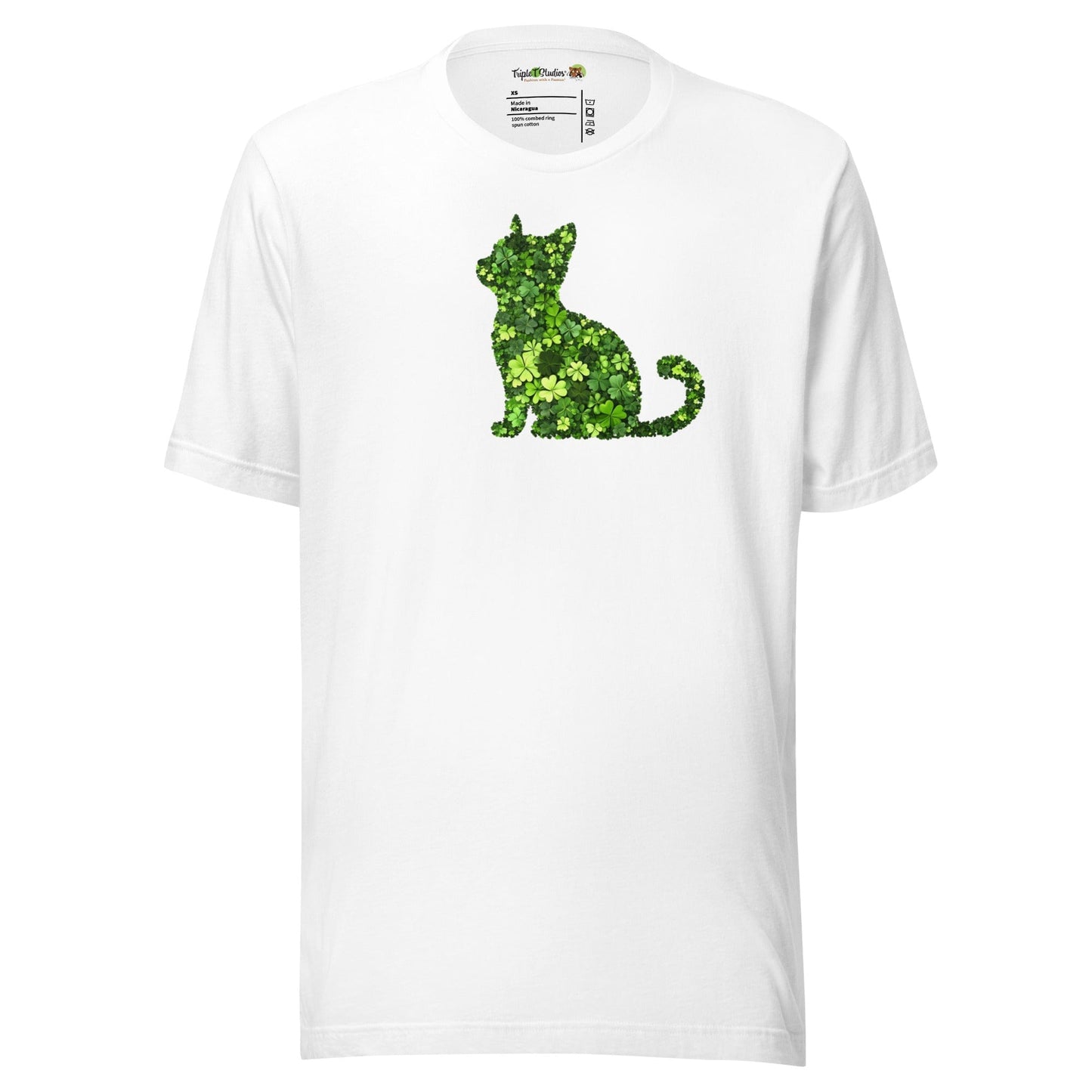 Shamrock Cat T-Shirt. White