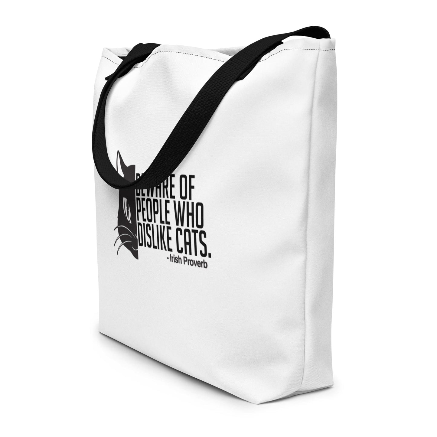 Cat Tote Side View. Irish Proverb Design