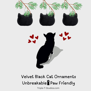 Black Cat Velvet Cat Head Ornaments