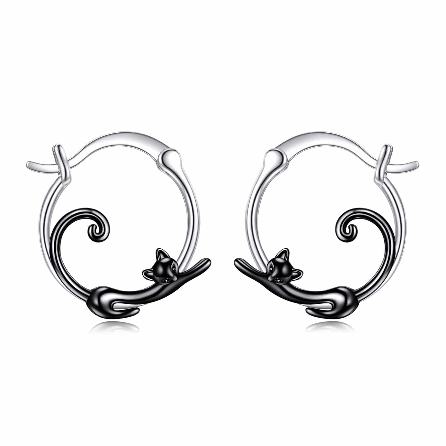 Small Black Cat Hoop Earring | Triple T Studios