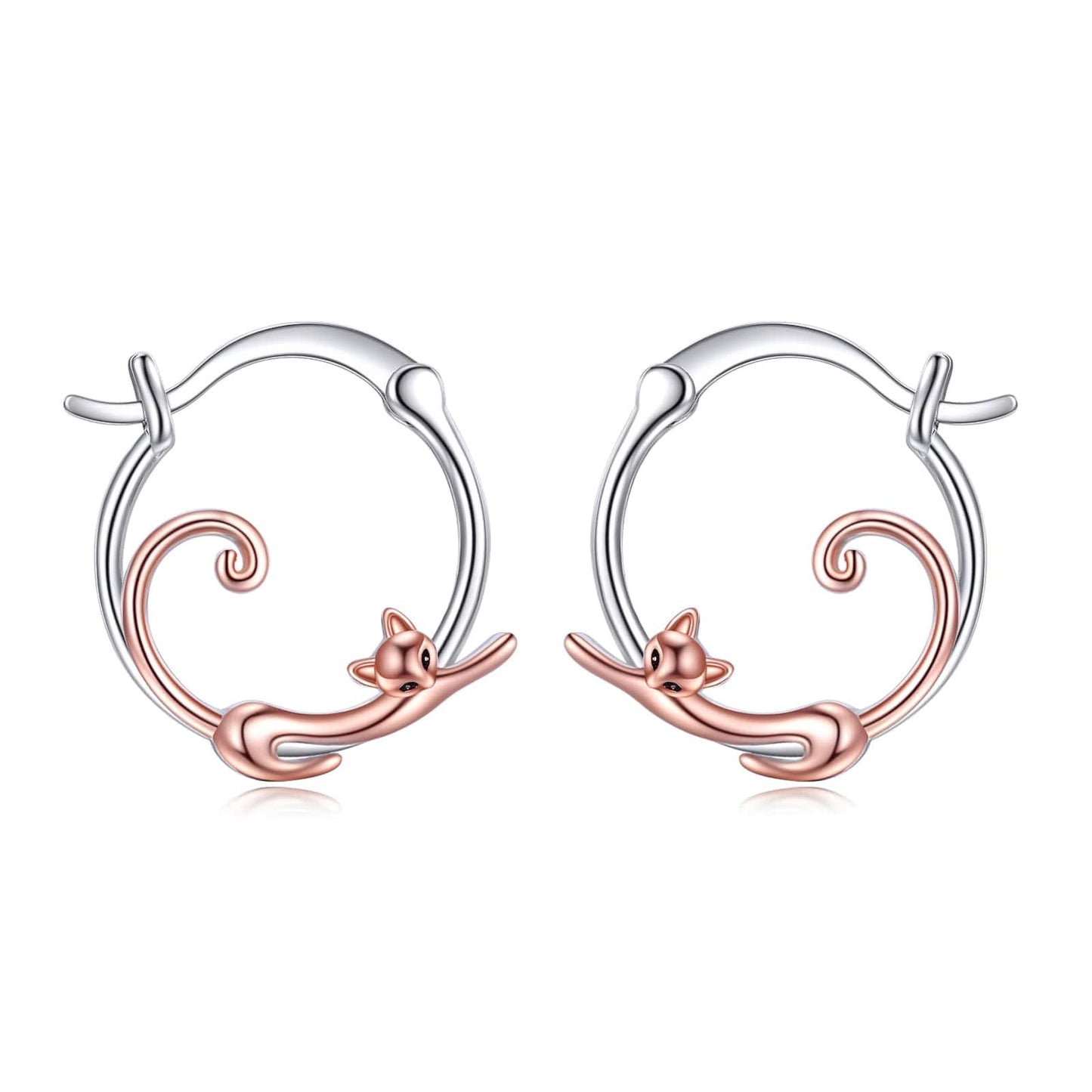 Small Rose Gold Cat Hoop Earring | Triple T Studios