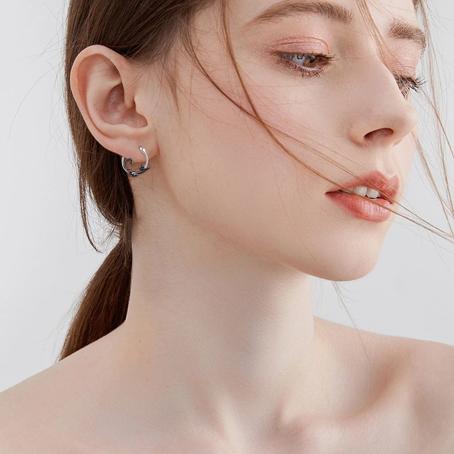 Small Hoop Cat Earrings