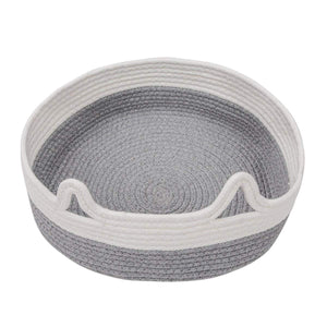 Cat Bed | Gray Cat Ear Cotton Rope Bed