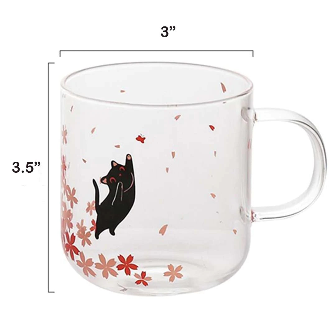 Glass Cat Mug | Sakura Cat Mug