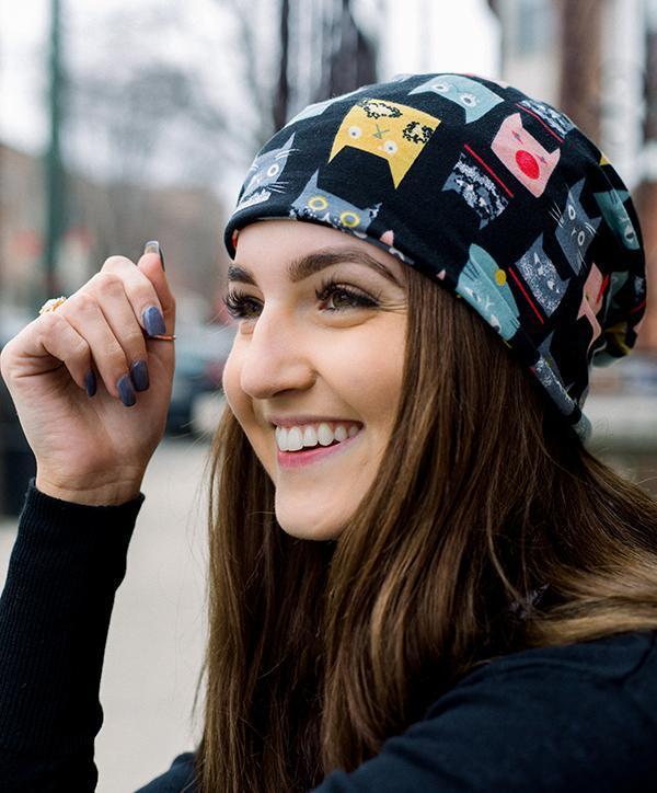 Cat Hat -cat print/ beanie