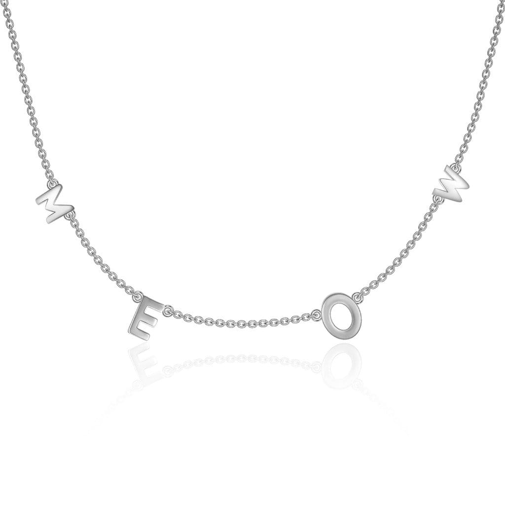MEOW Cat Necklace- Minimalist Silver