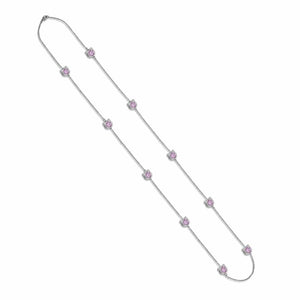 Crystal Cat Station Necklace- Pink-36 inches long
