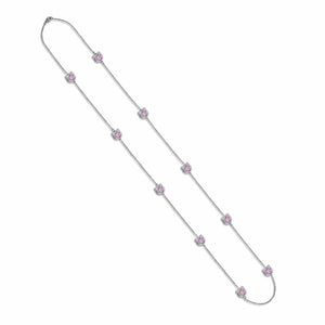 Crystal Cat Station Necklace- Pink-36 inches long