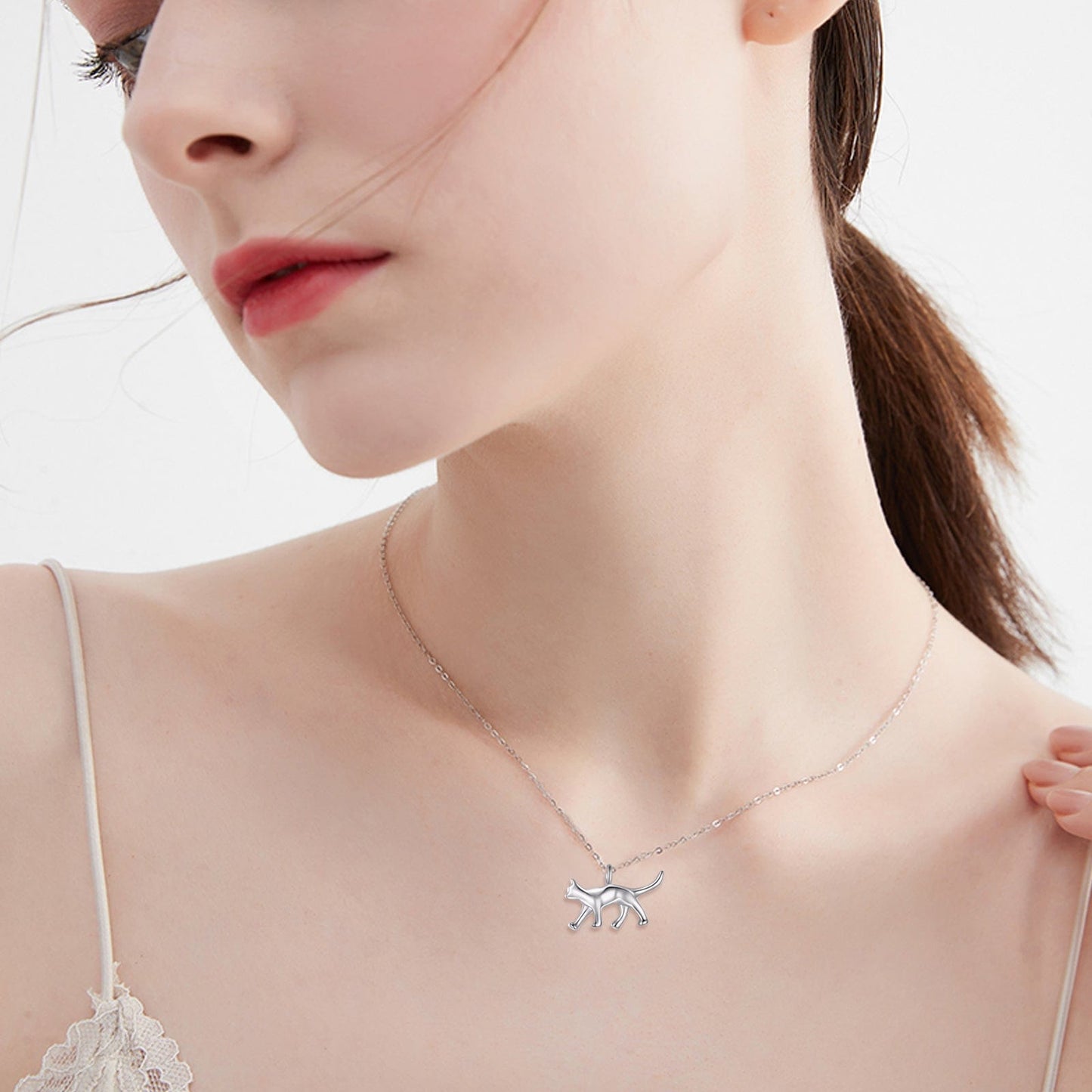 Sterling Silver Cat Necklace